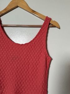 Coral Textured Fit &amp; Flare Dress