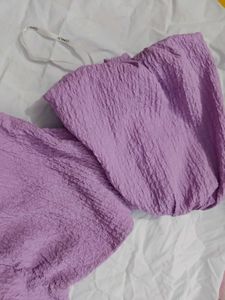 Purple Textured Puff Sleeve Top