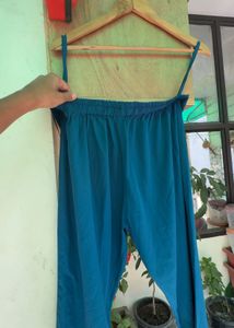 Teal Kurta with Golden Floral Print