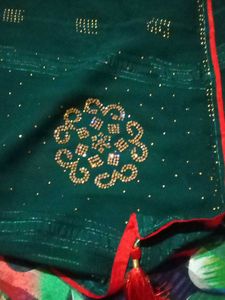 Stunning Embellished Teal Saree