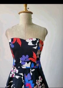 Strapless Floral Print Dress