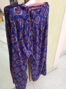 Blue Colour Flared Palazzo With Pockets On Both The Sides With 39" Height