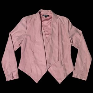 Pink Open Front Blazer Jacket