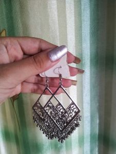 Bohemian Oxidized Silver Earrings Set