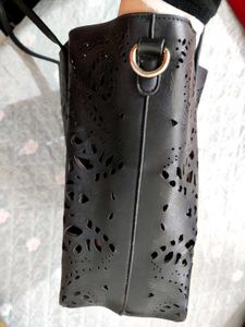 DAYNA KORR  Black Laser-Cut Tote Bag
