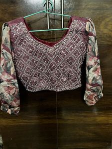 Designer Blouse with silk blend saree