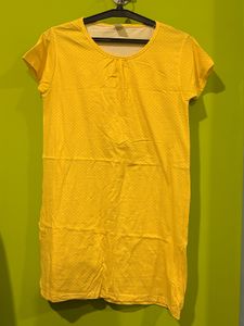 Yellow Polka Dot T-Shirt Dress
