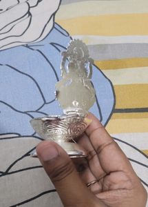 DIWALI GIFT Laxmi Mata With Diya In Silver Color