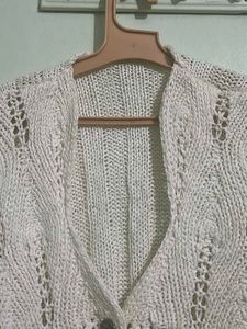 Cream Knit Cardigan with Buttons