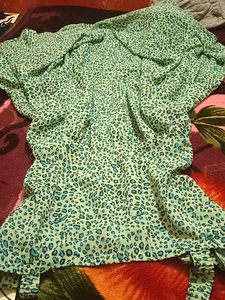 Green Print Off-Shoulder Maxi Dress