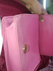 Chic Pink Shoulder Bag with Rhinestones