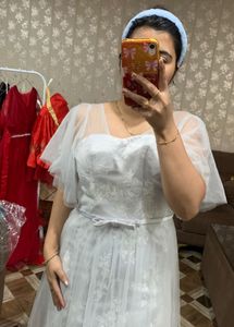 Elegant Light Blue Lace Gown🧚🏻‍♀️🦋