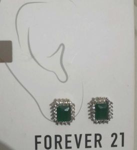 Forever 21 Green Stone Stud Earrings