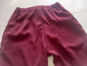 Maroon Pleated Culottes