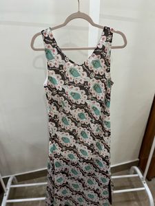 Multi Printed Cut Sleeves Maxi Dress with Slits