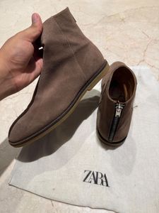 Zara Suede Zip Boots