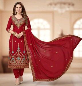 Elegant Red Embroidered Salwar Kameez Set