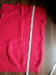 Carrot colour Hand Made sleeveless Woolen sweater for men (Adult ko easily aa jata hai)