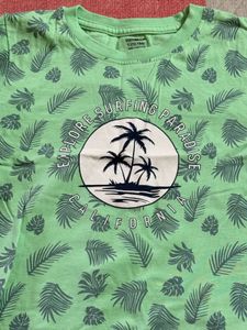 Kids Green Tropical Print T-Shirt