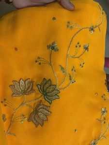 Vibrant Yellow Embroidered Saree
