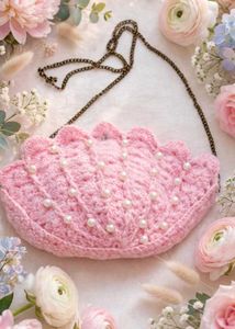 Handmade Pink Seashell Clutch or bag
