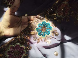 Embroidered Purple Saree with Sequins