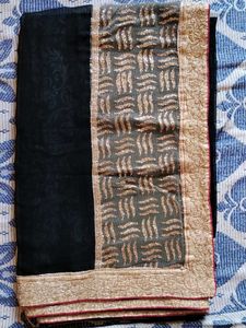 Black Georgette Saree with Gold Embellishments