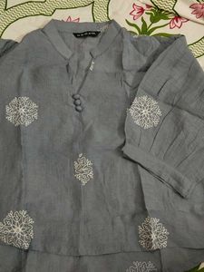 Grey Embroidered Kurta