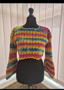 crochet multicoloured crop top