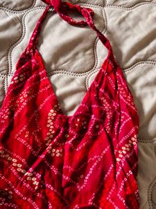 Vibrant Red Bandhani Kurti