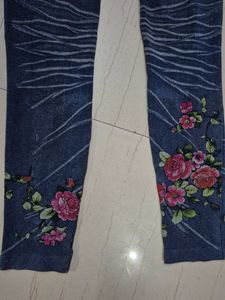 Hand-Painted flowerJeggings