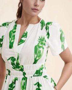 Chic White Parrot Print Maxi Dress