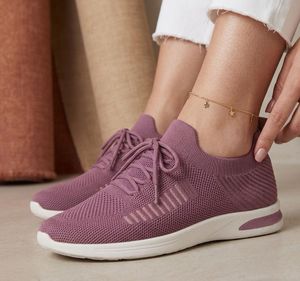 woman Purple Knit Sneakers