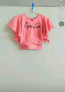 Girls Pink Top &amp; Black Pants Set