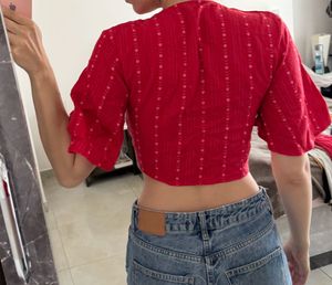HWW heart red Tie-Front Top