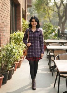 Plaid Button-Up woolen Jacket