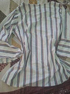 Striped Bell Sleeve Top with Bow Detail