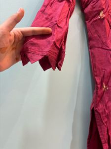 3 piece Maroon Embroidered Kurta