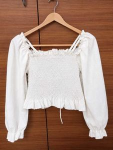Floral Print Crop Top with Puffy Sleeves