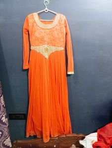 Elegant Orange Ethnic Gown