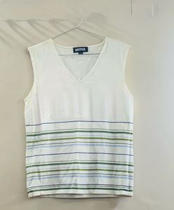 Kasper V-Neck Striped Sleeveless Top