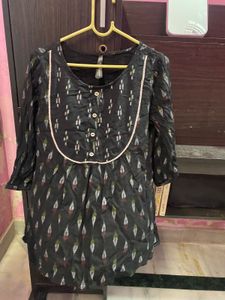Stylish Black Ikat Print Kurta