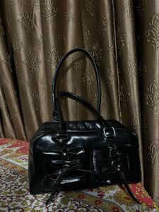 Chic Black Patent Leather Handbag