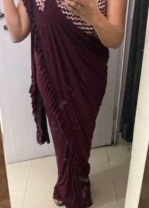 Burgundy Ready-to-Wear Saree