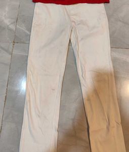 Elegant Red Kurta with white Pants
