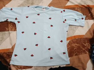 Light Blue Watermelon Print Top