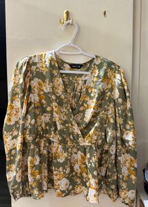 Floral Wrap Peplum Top