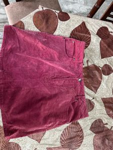 Burgundy Corduroy Mini Skirt