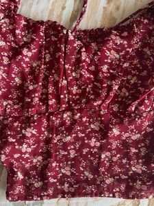 Maroon Floral Print Top