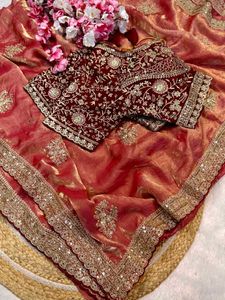 Stunning Blue Embroidered Saree